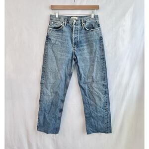 Agolde Jeans Women 27 Blue 90s Pinch Straight Button Fly Fray Hem Denim Medium